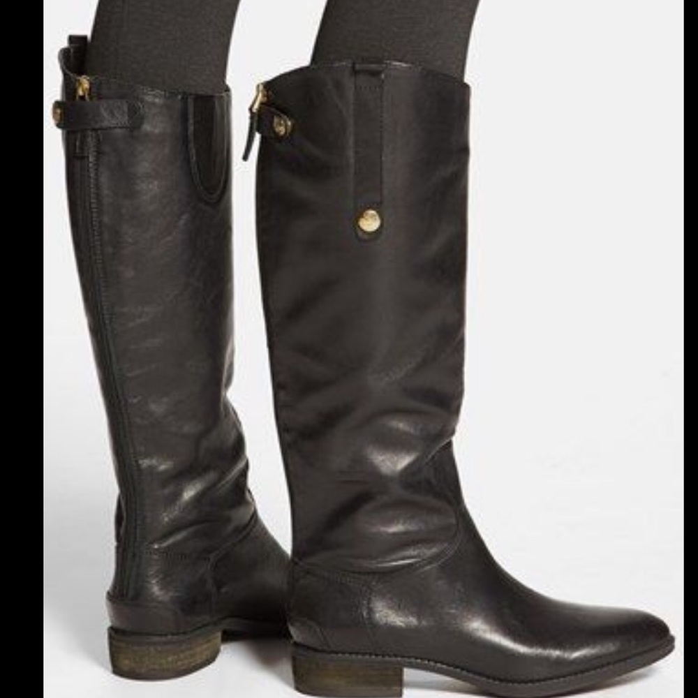Sam Edelman Penny Black Leather Boots size 8